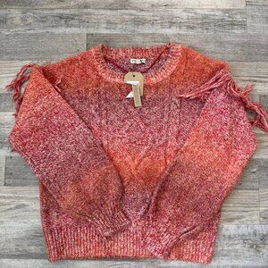Frye + Co NWT wool blend space dyed  ombre fringe womens sweater size medium I43